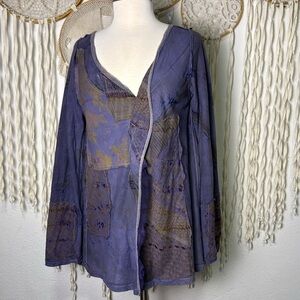 Gregory Parkinson Hand Dyed Lagenlook Art To Wear Cotton Blouse Small